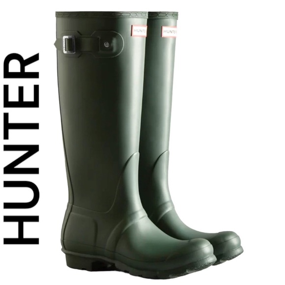 Hunter Shoes - HUNTER ORIGINAL TALL RUBBER RAIN BOOTS GREEN SIZE 6.